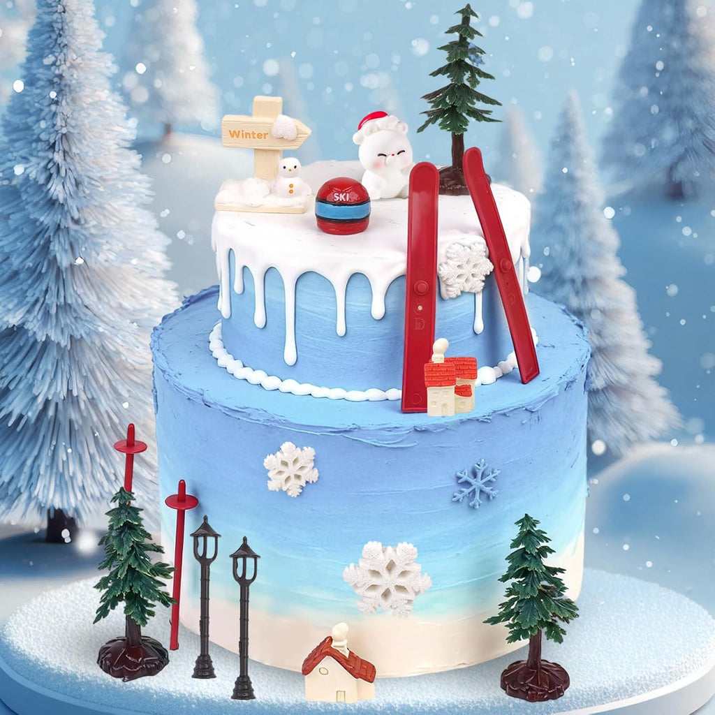 Skiennix 23PCS Ski-Themed Cake Decoration Set - Perfect Birthday Party Supplies
