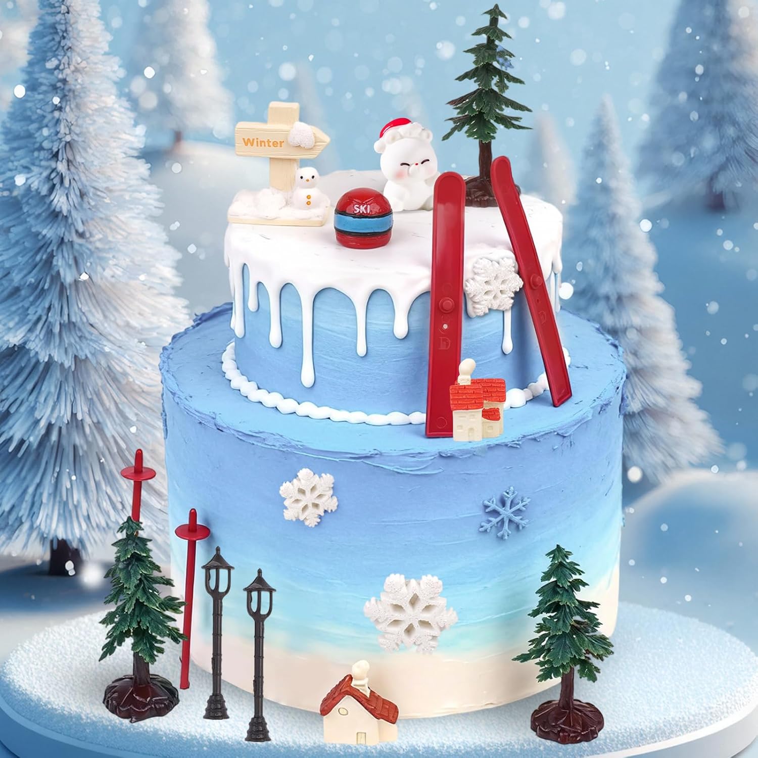 Skiennix 23PCS Ski-Themed Cake Decoration Set - Perfect Birthday Party Supplies