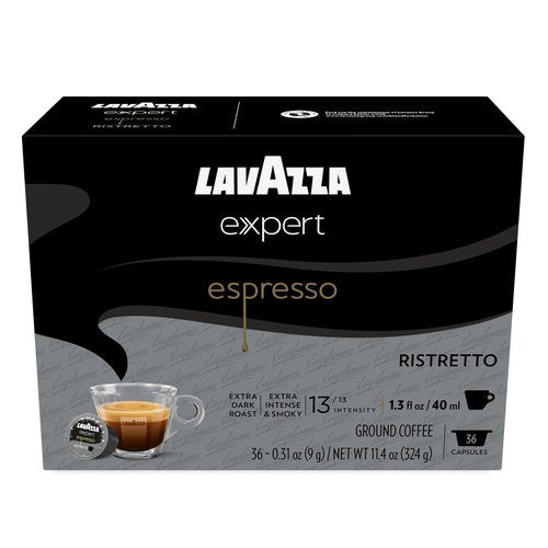 Lavazza Expert Espresso Ristretto Capsules, Extra Dark Roast, Arabica and Robusta Blend, Compatible with Lavazza Classy Machines (36 Capsules)