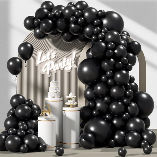Awenztech Black Balloon Arch Kit - 120 Pcs of 5-18 Inch Latex Balloons for Graduation & Birthday Decor