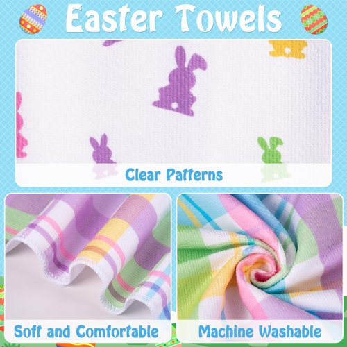 Tieshankao 7Pcs Easter Shower Curtain Bathroom Set - Bunny Non Slip Rugs Toilet Lid Cover Bath Mat Towels Decor with 12 Hooks