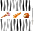 Skiennix 20-Piece Cream Horn Molds - Non-Stick Cannoli Tubes with Cleaning Brush | 4.7-Inch Baking Forms