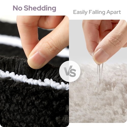 HOMEIDEAS Black and White Bathroom Rugs Sets 2 Piece, Super Soft and Absorbent Microfiber Tufted Bath Mats, Non-Slip and Machine Washable Bath Rugs