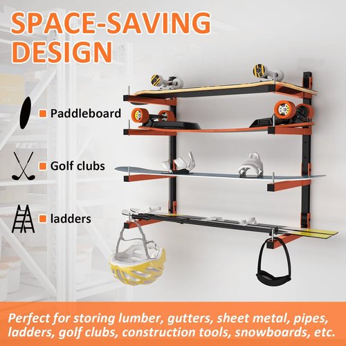 4 Pack Lumber Storage Rack - Heavy Duty Wall Mount Adjustable Rack Holds Up to 1040 Lbs | Ideal for Garage & Workshop