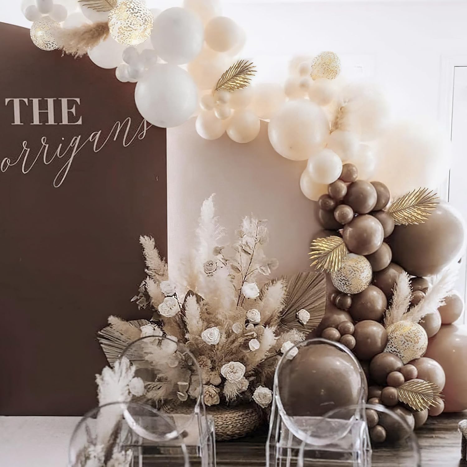 PartyWoo Dark Brown Balloons - 100pcs Boho Coffee Neutral Fall Arch Kit | 5-18 Inch Sizes for Celebrations