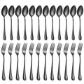 Forks and spoons silverware set 24pcs black spoons and forks set Durable Dishwasher Safe black silverware for home kitchen stainless steel