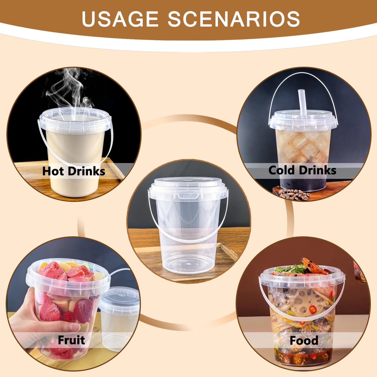 Qsqwsuye 15sets disposable plastic cup with lid and straw, 34 ounce reusable and suitable for outdoor travel beverage packaging pool party supplies beach party supplies picnic supplies