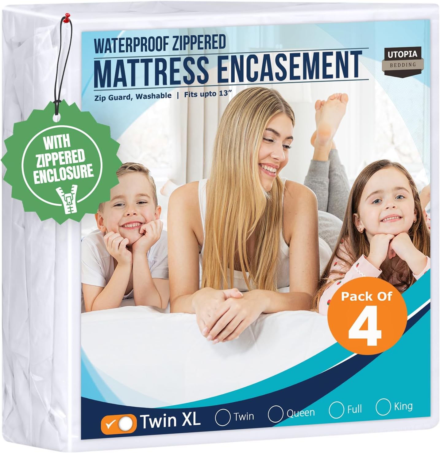 Utopia Bedding Mattress Protector - 100% Waterproof & Bed Bug Proof | Twin XL Size, Pack of 4