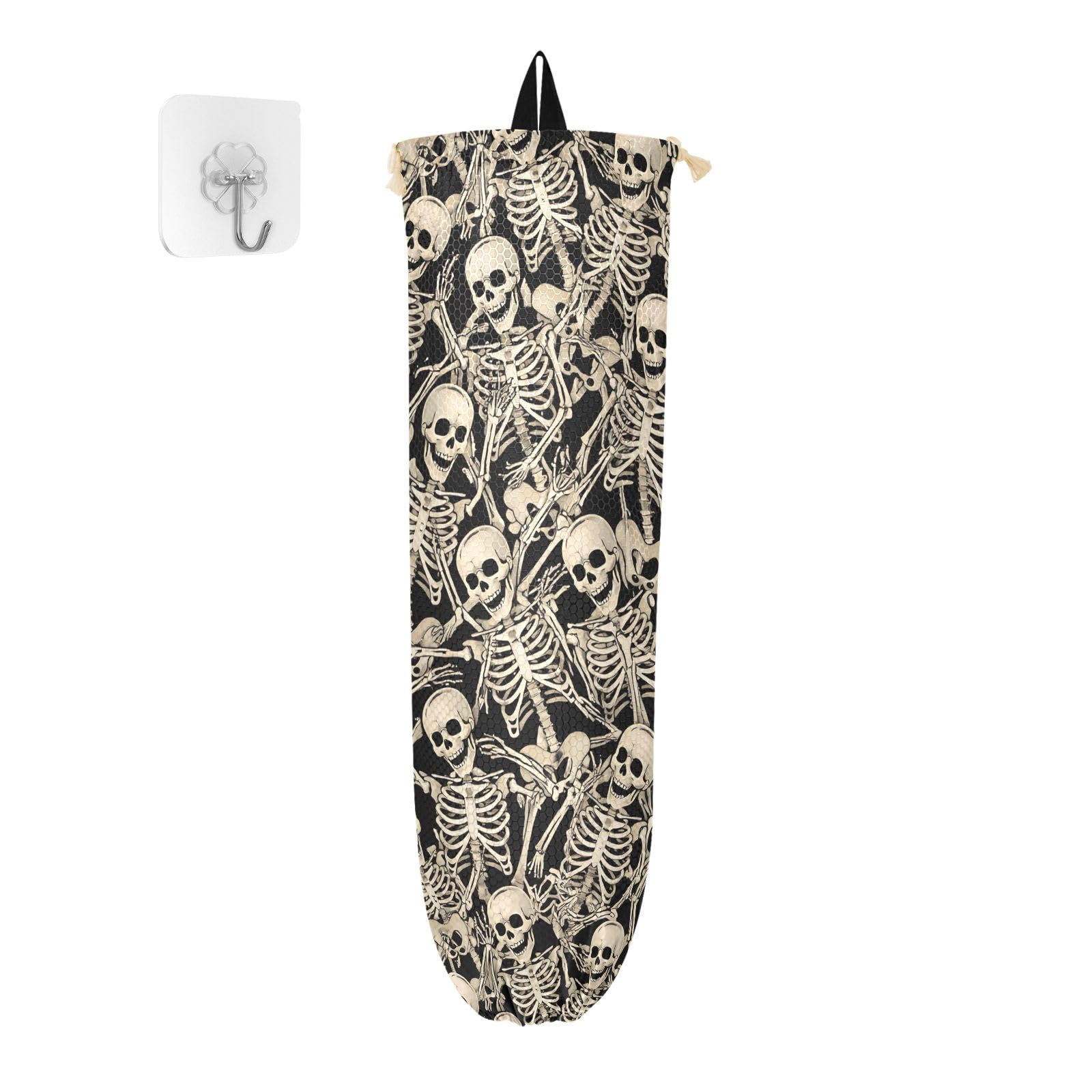 ALAZA Plastic Bag Holder Grocery Bags Organizer Dispenser Storage Gothic Skull Skeleton for Kitchen Wall Mount