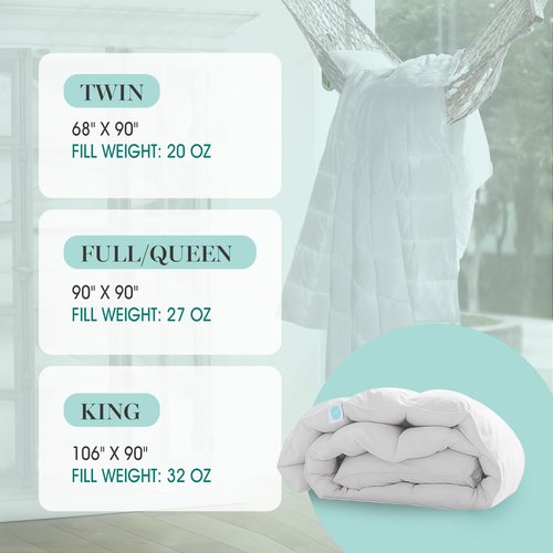Martha Stewart 650 Fill Power Fluffy White Down Comforter - Light Warmth Down Duvet Insert 300 Thread Count 100% Sateen Cotton Bedding Comforter with Corner Loops Twin Size Made in USA - 68" x 90"
