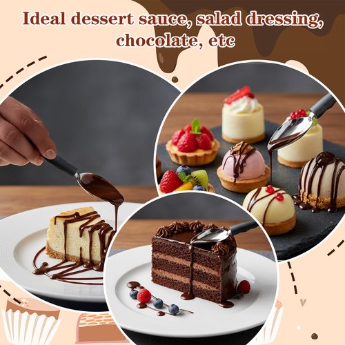 4PCS Professional Culinary Precision Drawing Decorating Spoon Set, Multi-use Stainless Steel Chef Culinary Drawing Spoons, Chocolate Filter Spoons with Tapered Spout for Decorating Plates Cake Dessert
