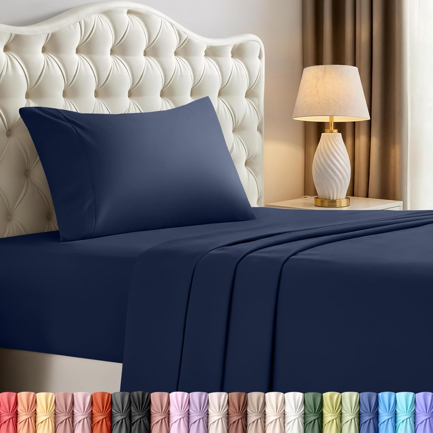 Utopia Bedding Twin Sheet Set - Soft & Breathable Microfiber, 3-Piece Bed Sheets, Navy Blue