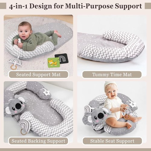 Koala 4-in-1 Tummy Time Mat - Educational Play Mat & Sitting Support for Infants 0-12 Months