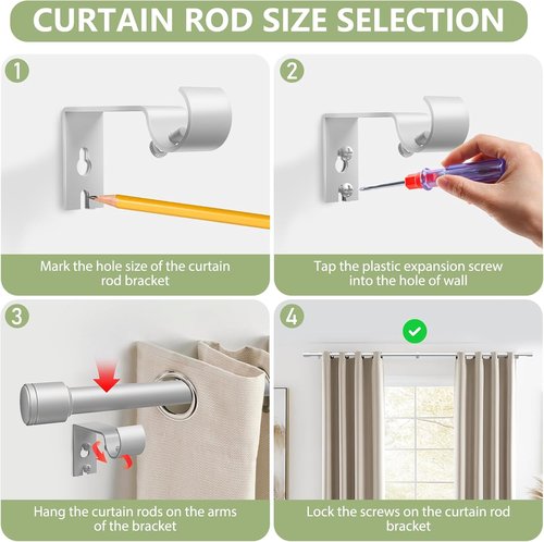 Adjustable Silver Curtain Rods by [Brand Name] - 30-120 Inch, Perfect for 30-114 Inch Windows | 2 Pack