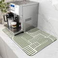 AMOAMI Coffee Mat Hide Stain Rubber Backed Absorbent Dish Drying Mat for Kitchen Counter - Fits Under Coffee Maker & Dish Rack - Green Line 12x19