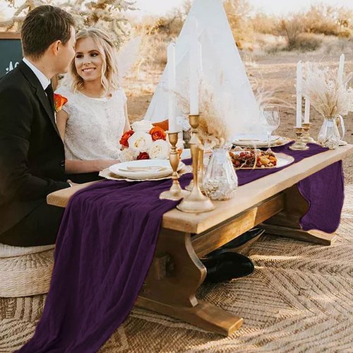 FANPROMS Purple Cheesecloth Table Runner 10 Packs Boho Cheese Cloth Table Runners for Halloween Party Cheesecloth Runners for Tables Cheese Cloth Gauze Tables Runner for Bridal Shower Decoration