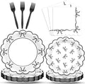 **Regine Switzerland 96-Piece Bow Party Decorations | Elegant Black & White Tableware for 24 Guests**