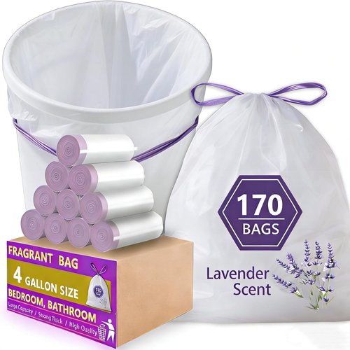 Febreze Lavender Scented Trash Bags - 4 Gallon Drawstring | 170 Count Odor-Resistant Liners for Home