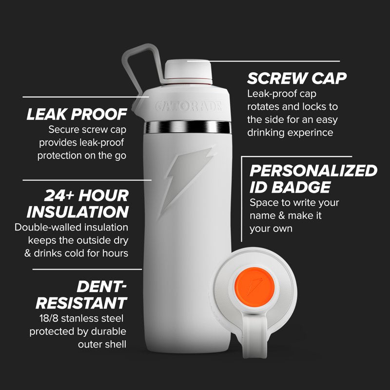 22oz Stainless Steel Water Bottle - Gatorade 'Overtime' Graphite