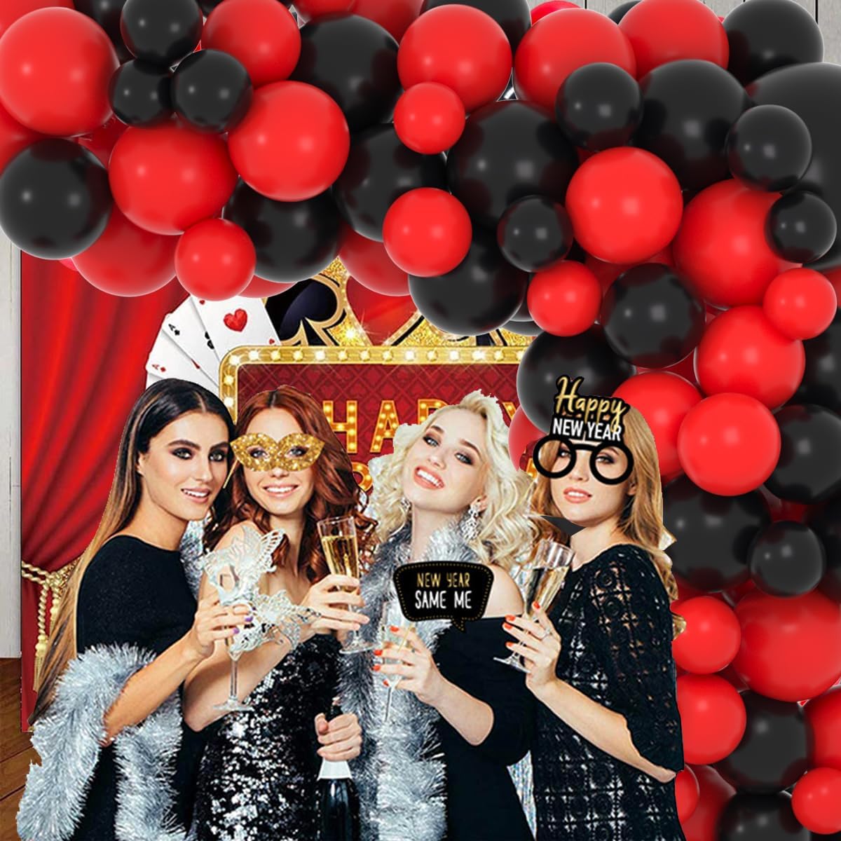 Skiennix Red and Black Balloon Garland Arch Kit - 122PCS Latex Balloons for Birthday & Wedding Decor