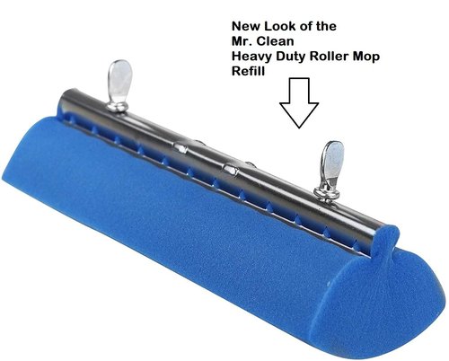 Mr. Clean Heavy Duty Roller Floor Mop Scrubber Sponge Refill Head, Blue