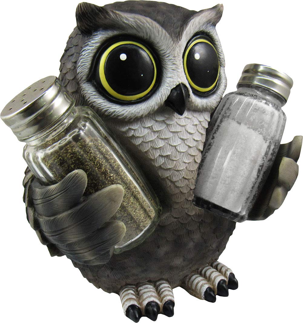 DWK Animal Holder with Salt And Pepper Shaker Set (3 Piece) | Kitchen Décor and Accessories | Salt and Pepper Shakers | Home Décor | Home Decorations… (Owl)