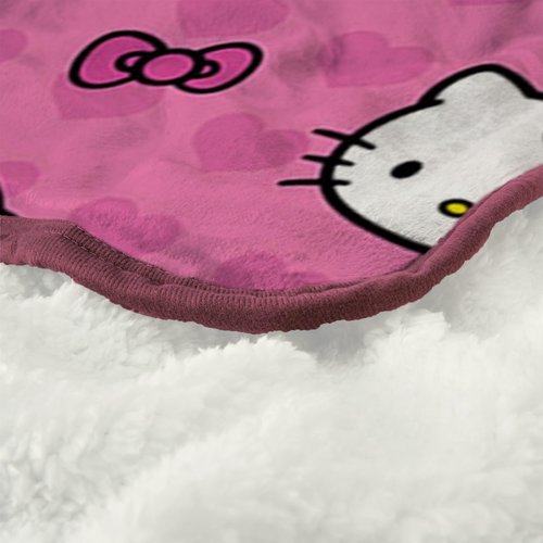 Northwest Hello Kitty Silk Touch Sherpa Throw Blanket, 40" x 50", I Love Pink