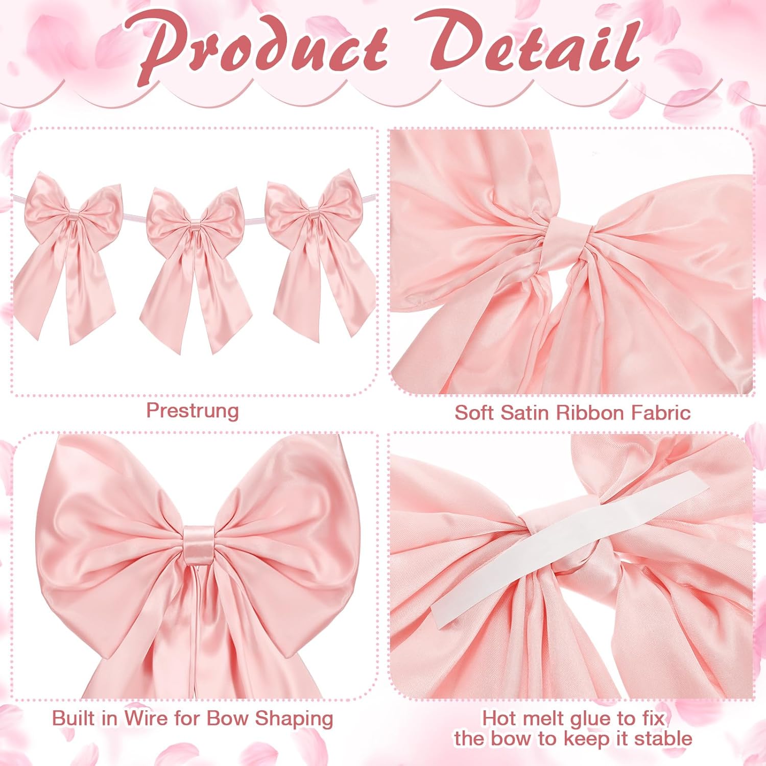 Suncalla 6 FT Pink Valentine's Day Bow Garland - Pre-Strung Party Banner for Weddings & Showers