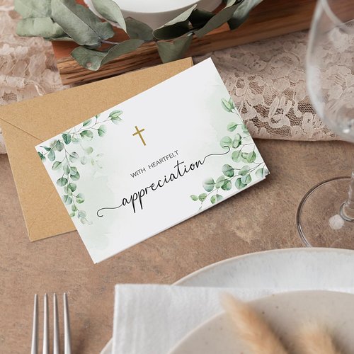CYGGUN 25 Pcs Funeral Thank You Cards with Envelopes, Bulk 4×6 Sympathy Card Watercolor Eucalyptus Leaves Bereavement Thank You Cards, Message Inside for Funeral Family Friends Loved Ones