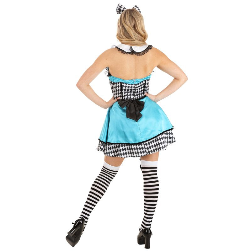 Women's Dark Alice Costume XL - Sexy Costume Dress with Apron & Stockings