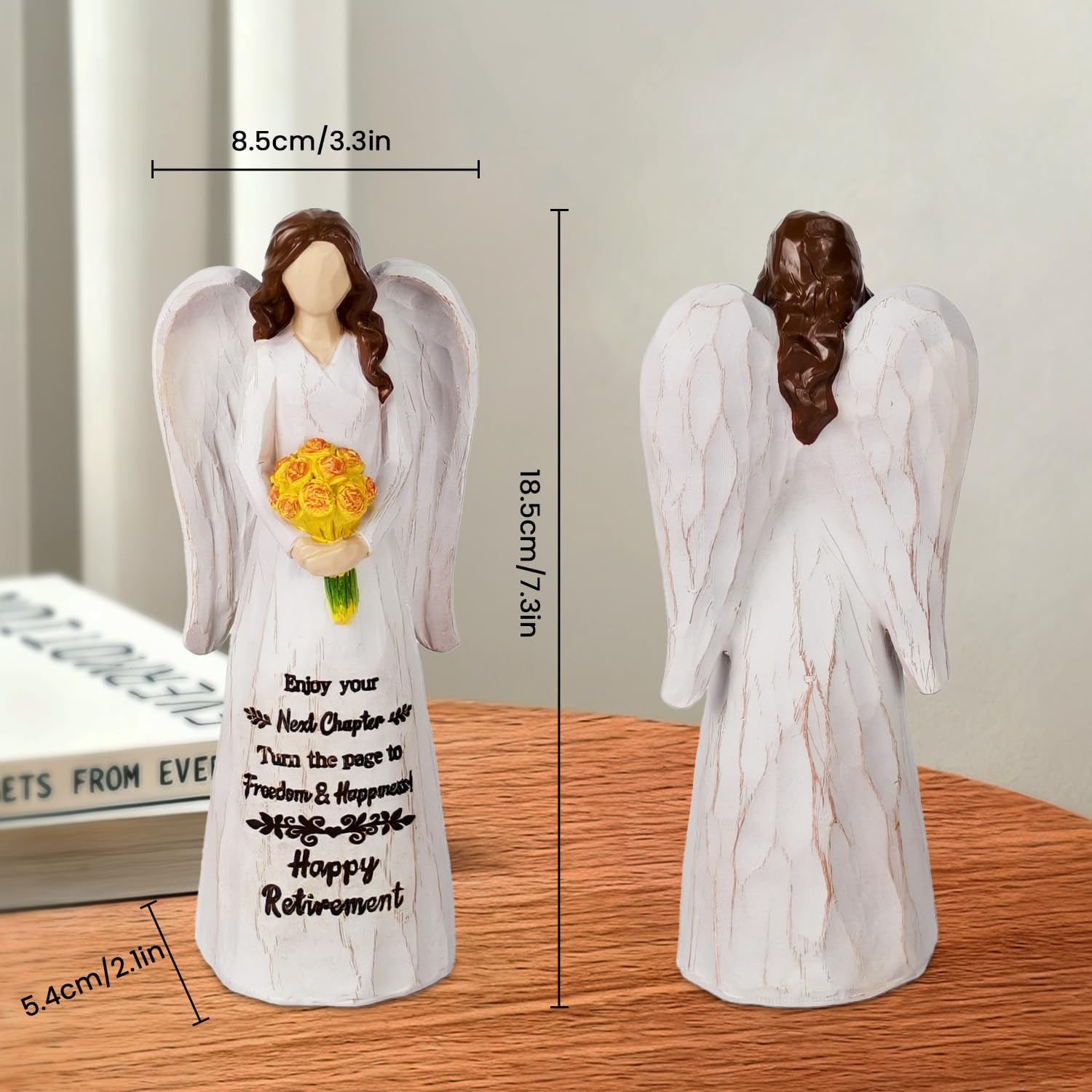 Skiennix Retirement Gifts for Women - Hand-Painted 7.3" Resin Angel Figurine | Perfect for Nurses, Teachers & Friends
