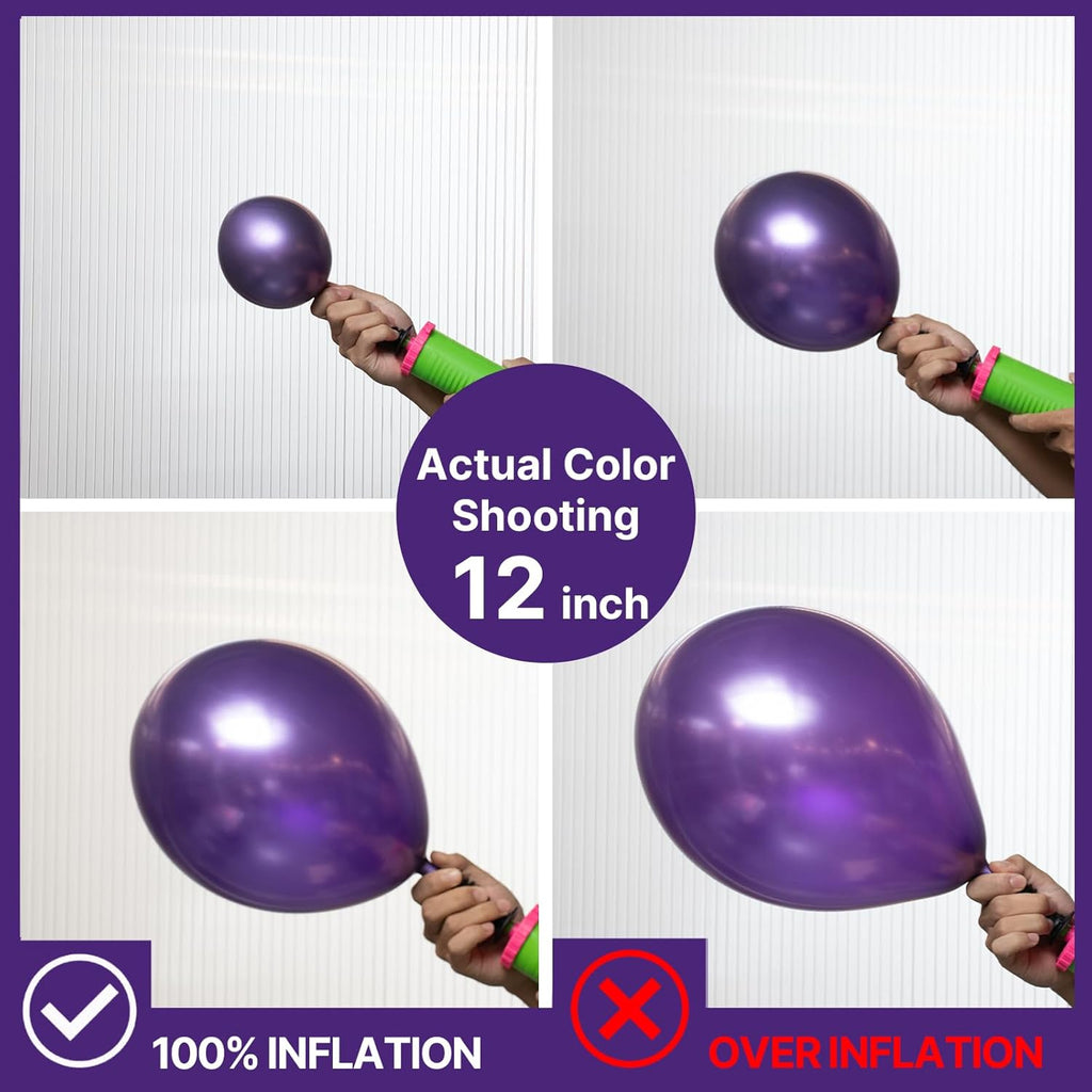 PartyWoo Metallic Purple Balloons - 100pcs Chrome Purple Balloon Arch Kit for Graduation & Birthday Celebrations | 18", 12", 10", 5" Sizes