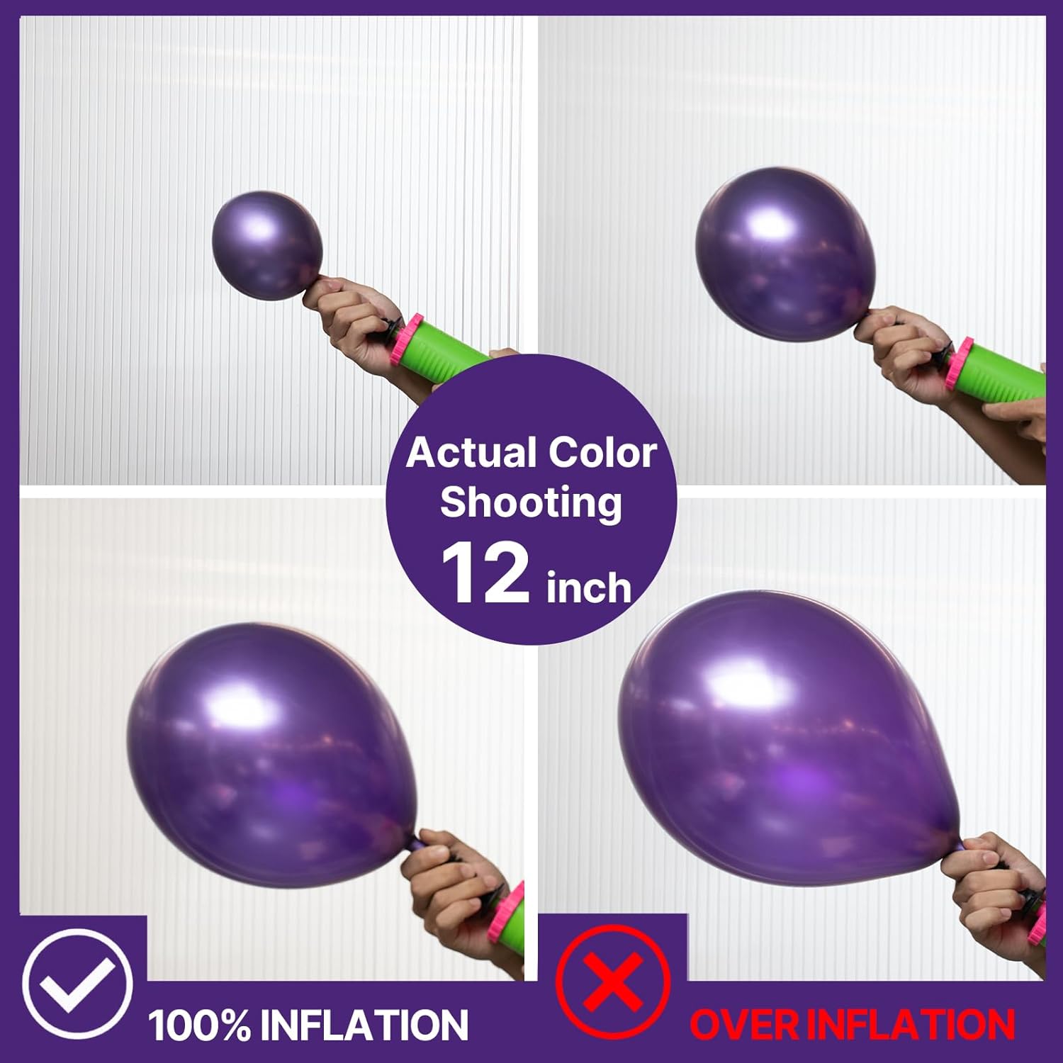 PartyWoo Metallic Purple Balloons - 100pcs Chrome Purple Balloon Arch Kit for Graduation & Birthday Celebrations | 18", 12", 10", 5" Sizes