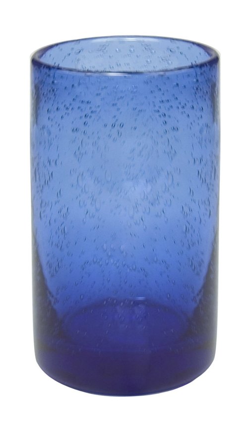 Artland 17oz Highball Tumbler, Set of 4 | Iris Seeded Design, Cobalt Blue | Drinking Glass for Parties and Everyday Use - Mojito, Whiskey, Cocktail | Glassware & Kitchenware Essentials