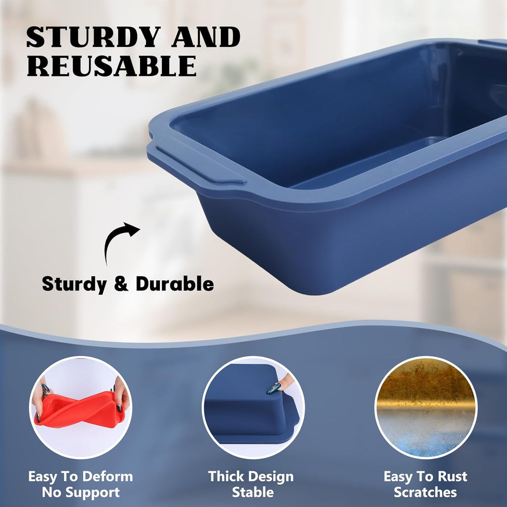 Skiennix Silicone Bread Pan - 9.5 x 5 Inch Nonstick Loaf Pan with Metal Frame | Ideal for Baking Sourdough & Banana Bread