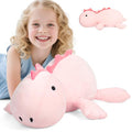 BESTVIVE 3.5lbs Weighted Dinosaur Plush 24 Inch,Pink Soft Stuffed Dino Weighted Plush Animal Dinosaur Throws Pillows