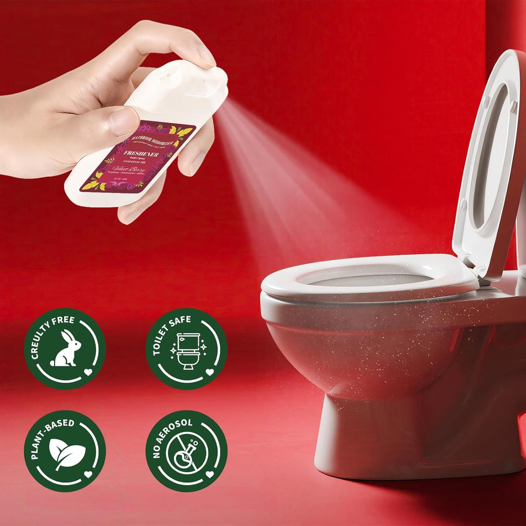 Travel Size Toilet Spray by [Brand Name] - 2 Pack Air Freshener for Bathroom Deodorizer | Cedar & Berry Scent