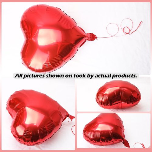 [21 pcs] pink rose and red Balloons 18" a bunch of Heart Love Foil Helium Balloons, Helium Support Valentines Day Birthday Wedding Bridal Engagement Party Anniversary Mother's Day Decorations