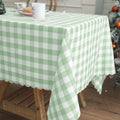 CSFL Checkered Tablecloth Rectangle, Buffalo Plaid Table Cloth Waterproof Gingham Tablecloths, Washable Durable Table Cover for Dining Outdoor Picnic and Party, 87"x 55", Light Green and White