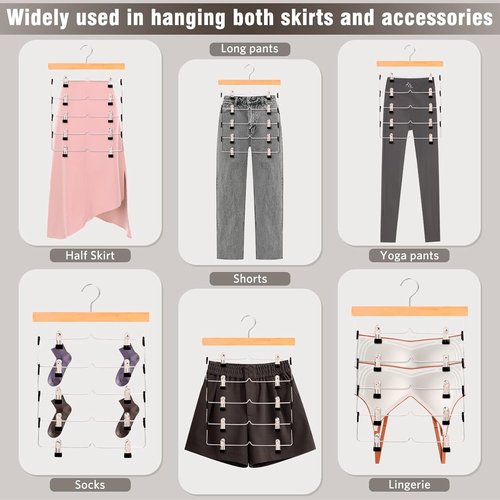 DOIOWN Skirt Hangers - Space-Saving Beechwood Design | Non-Slip Clips | 3-Pack Closet Organizer