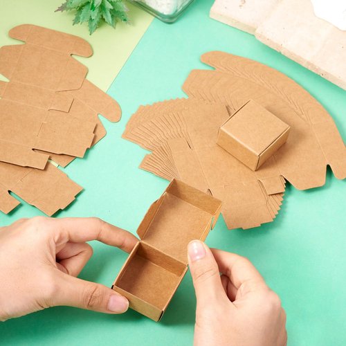 Craftdady 50 pcs Small Brown Aircraft Boxes Mini Paper Jewellery Gift Boxes Square Soap Box Shipping Box Corrugated Paper Boxes for Jewelry Small Business Packing 4.1x3.8x2 cm