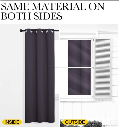 NICETOWN Greyish Purple Blackout Curtains - Thermal Insulated 90" Long Drapes | 2 Panels, 55" Wide for Living Room