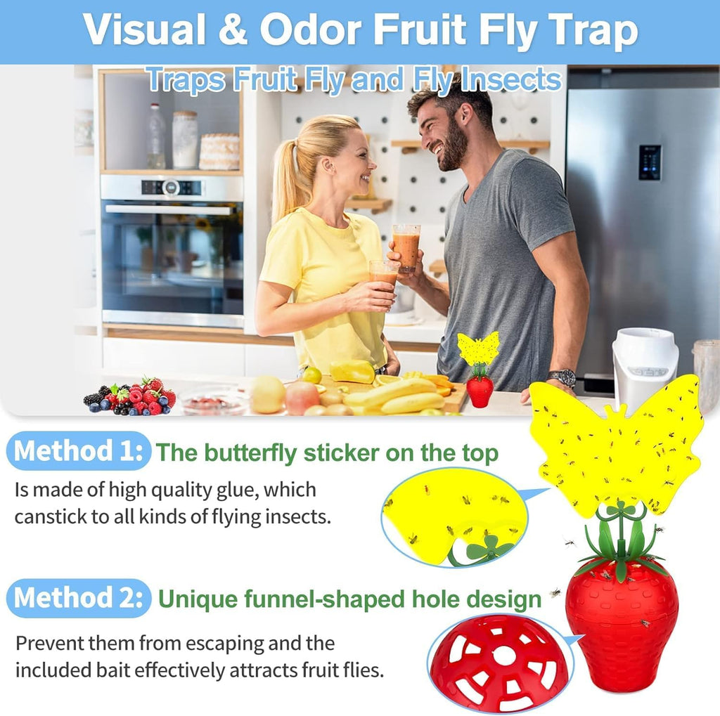 Skiennix Fruit Fly Traps - Effective Indoor Gnat Killer | Safe for Pets & People, Durable Sticky Design