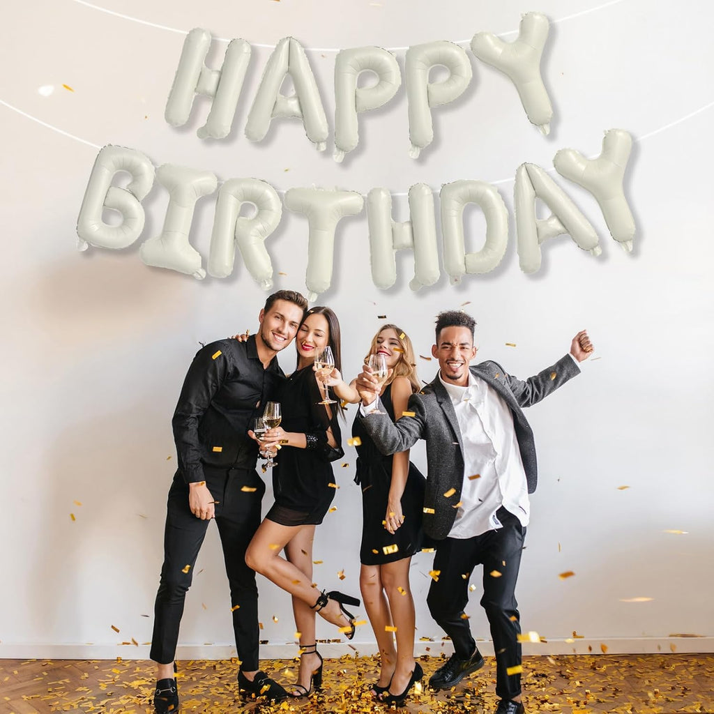 Beige Number 1 Balloon - Happy Birthday Balloon Banner for 1st Birthday Party Decoration