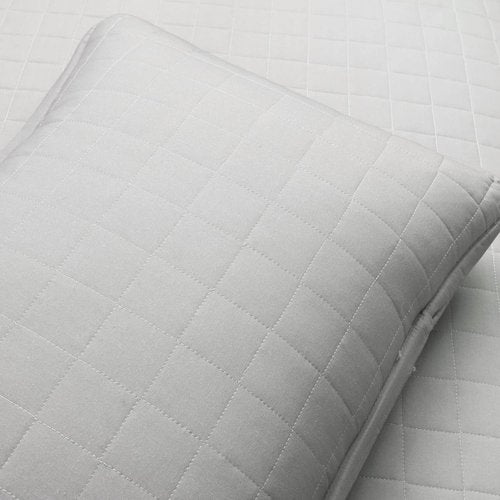 Lush Decor Farmhouse Box Stitch and Stripe Oversized Reversible Cotton 3 Piece Quilt Set, Full/Queen, Gray