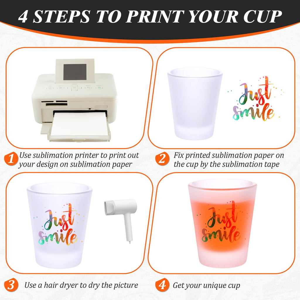 Roshtia 12 Pack Sublimation Frosted Shot Glass with Heavy Base 1.5 oz Sublimation Blanks Cups Cute Shot Glass Tumbler Bulk for Heat Press Personalized Gift Wedding Party