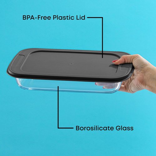 JoyJolt 8-Piece Borosilicate Glass Baking Dish Set - Deep Rectangle Oven Dishes with Black Lids | Versatile Bakeware for Casseroles, Lasagna, and More