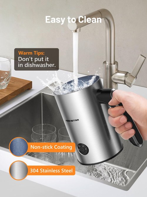 Keenstar Electric Milk Frother, Automatic Milk Steamer Warm or Cold Foam Maker for Latte, Cappuccino, Macchiato, Stainless Steel Milk Warmer with Temperature Controls