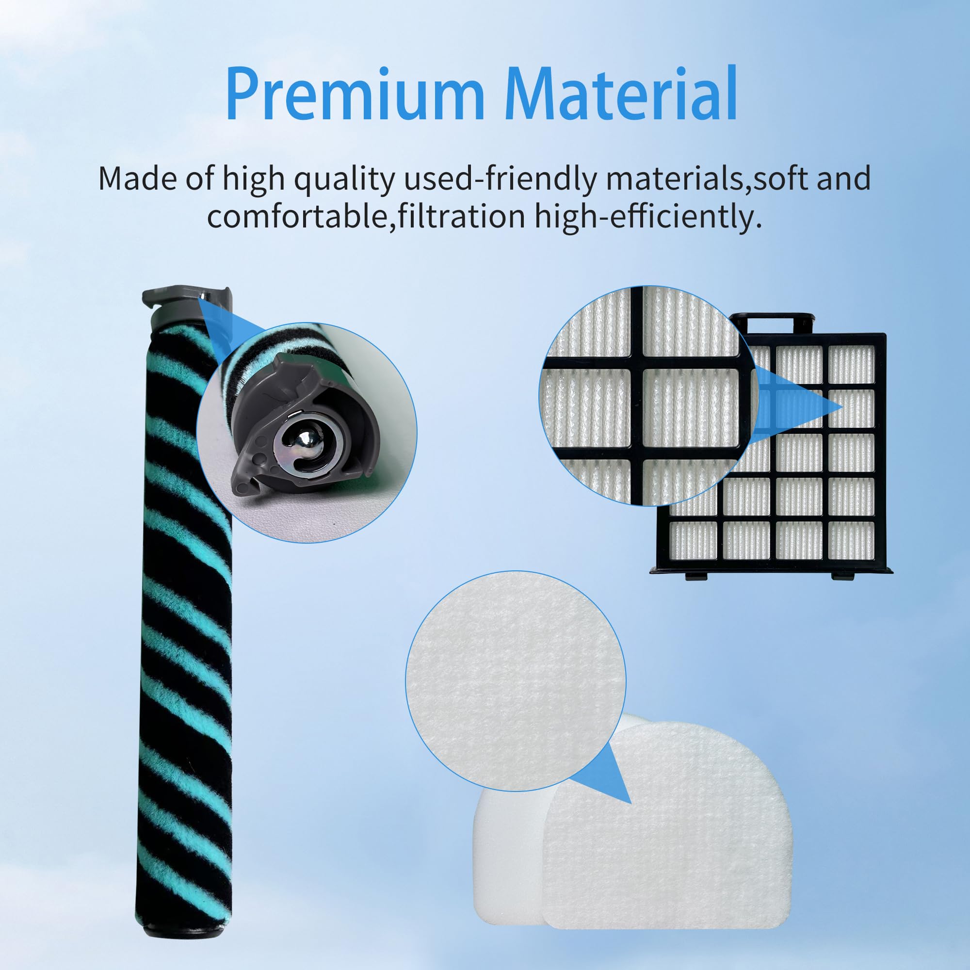 Replacement Parts Roller Brush & HEPA Filter Foam & Felt Filters Compatible with Shark Power Detect Upright AZ4000 AZ4002 AZ4002C Vacuum Cleaner