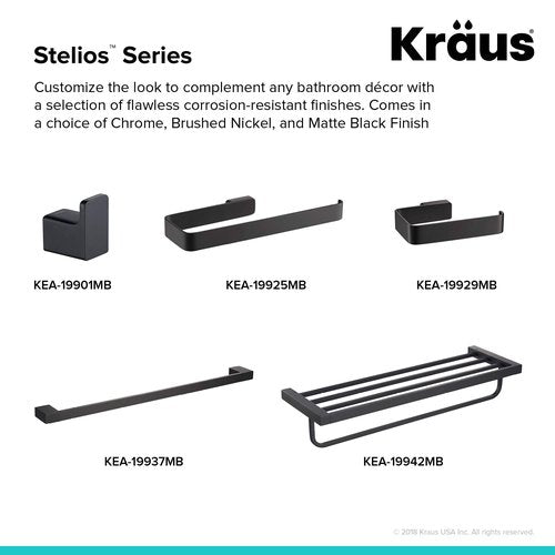 KRAUS Stelios 24-inch Bathroom Towel Bar, Matte Black Finish, KEA-19937MB